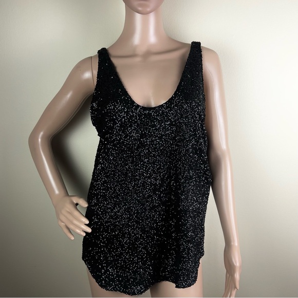 NEW IRO BLACK SLEEVELESS SEQUIN TOP - Picture 2 of 8